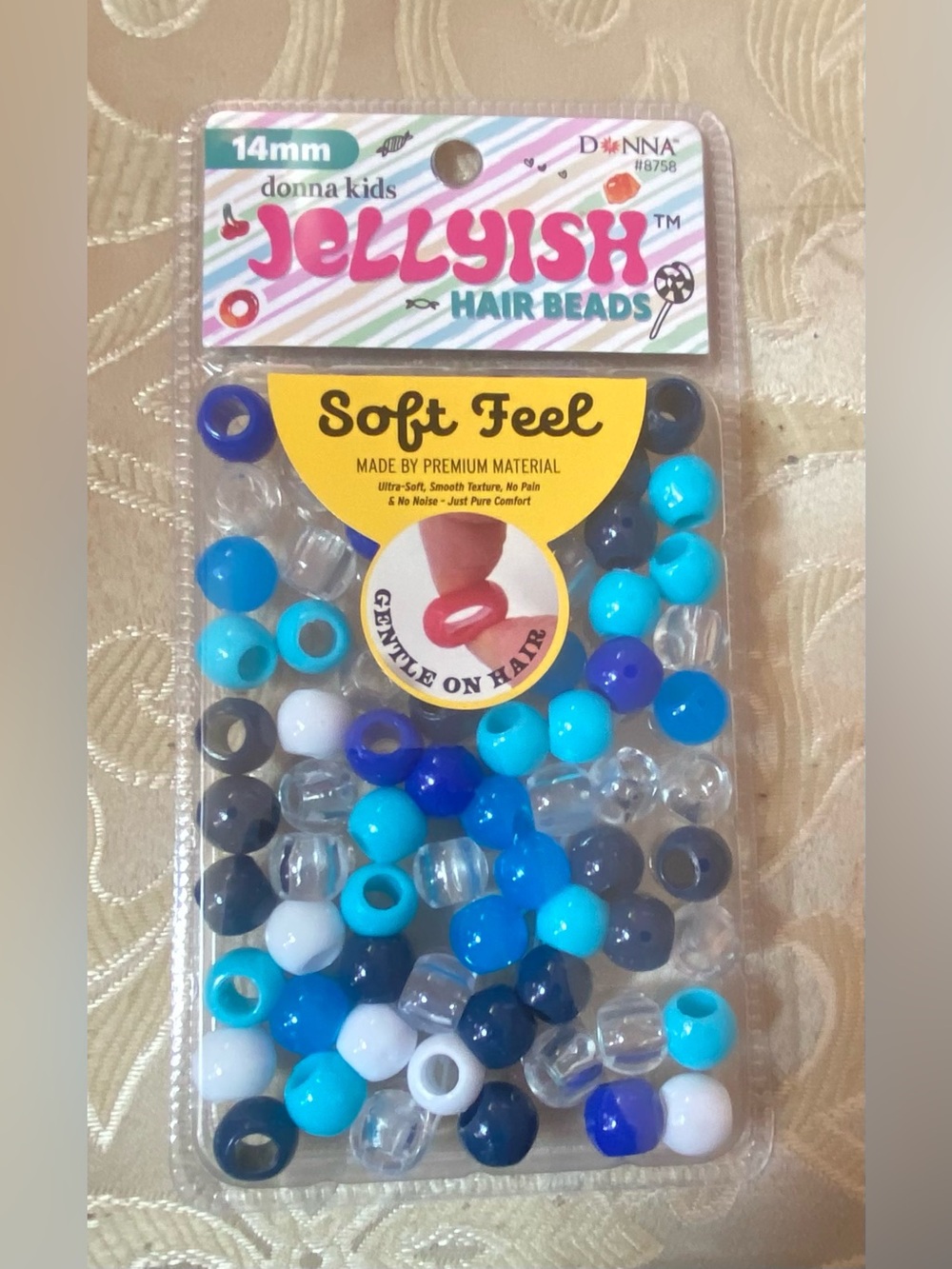 Jellyish Soft Feel Kids Hair Beads - Blue, Turquoise, Navy, White, Clear